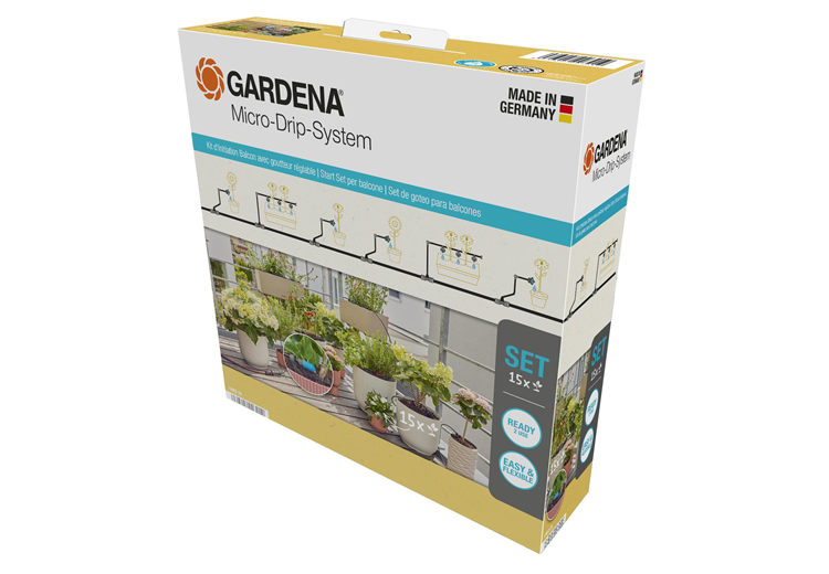 Kit d'initiation pour balcon avec goutteur réglable (15 plantes)