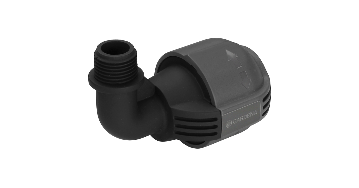Quick&Easy Verbindungstechnik 25 mm x 3/4 Zoll Gardena Sprinklersystem L-Stück mit Außengewinde: Verbindungsstück für Anschluss von Versenkregner am Rohrende 2781-20 