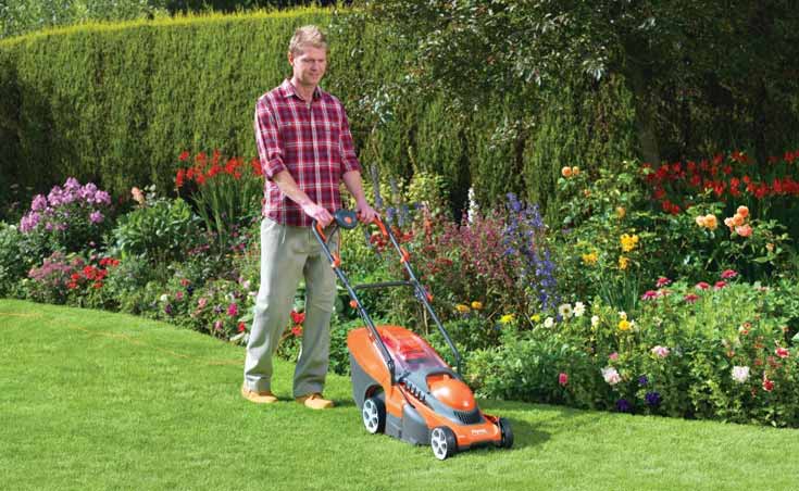 Cutting the grass with a rotary mower