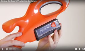 attaching the battery contour cordless 18V youtube video