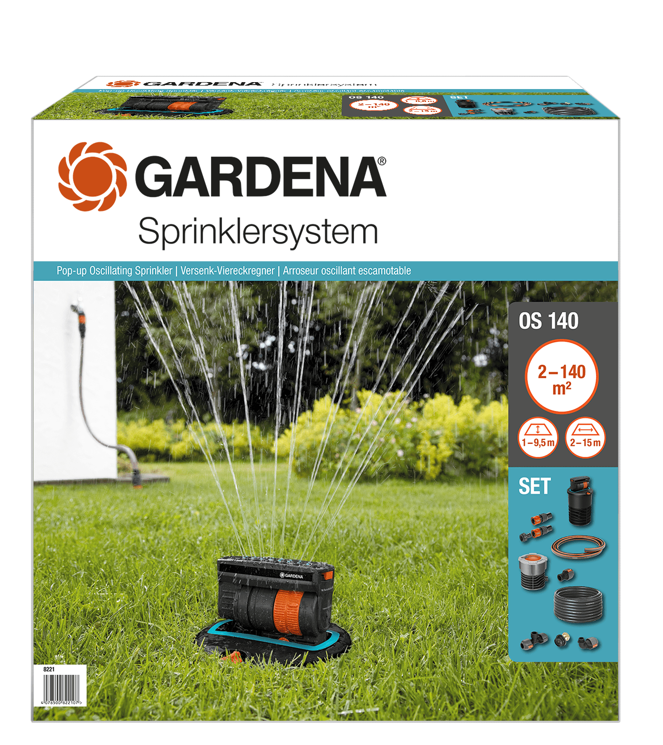 molen buitenste Giftig Gardena Sprinklersystem Complete set met verzonken zwenksproeier OS 140